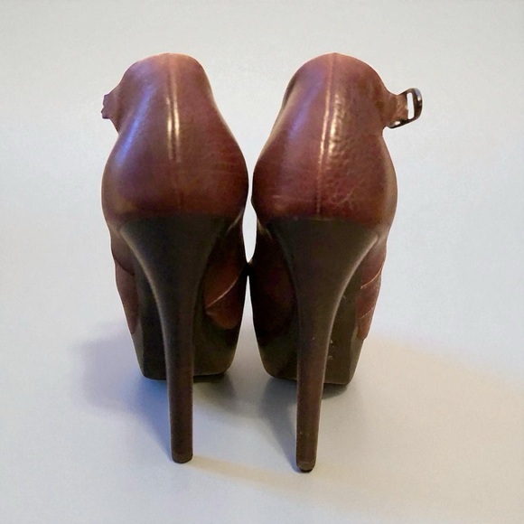 FENDI Decollete Vacchetta Lux Marrone Medio Platform Heels Size 37 / US 6.5 EUC - Picture 3 of 14